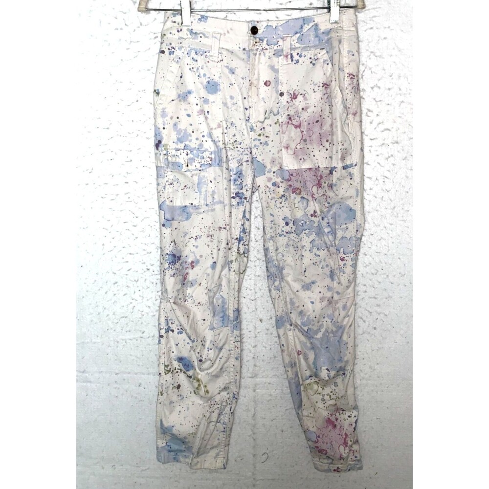 Anthropologie The Wanderer Watercolor Cargo Pants Womens Size 25 Pant Splash
